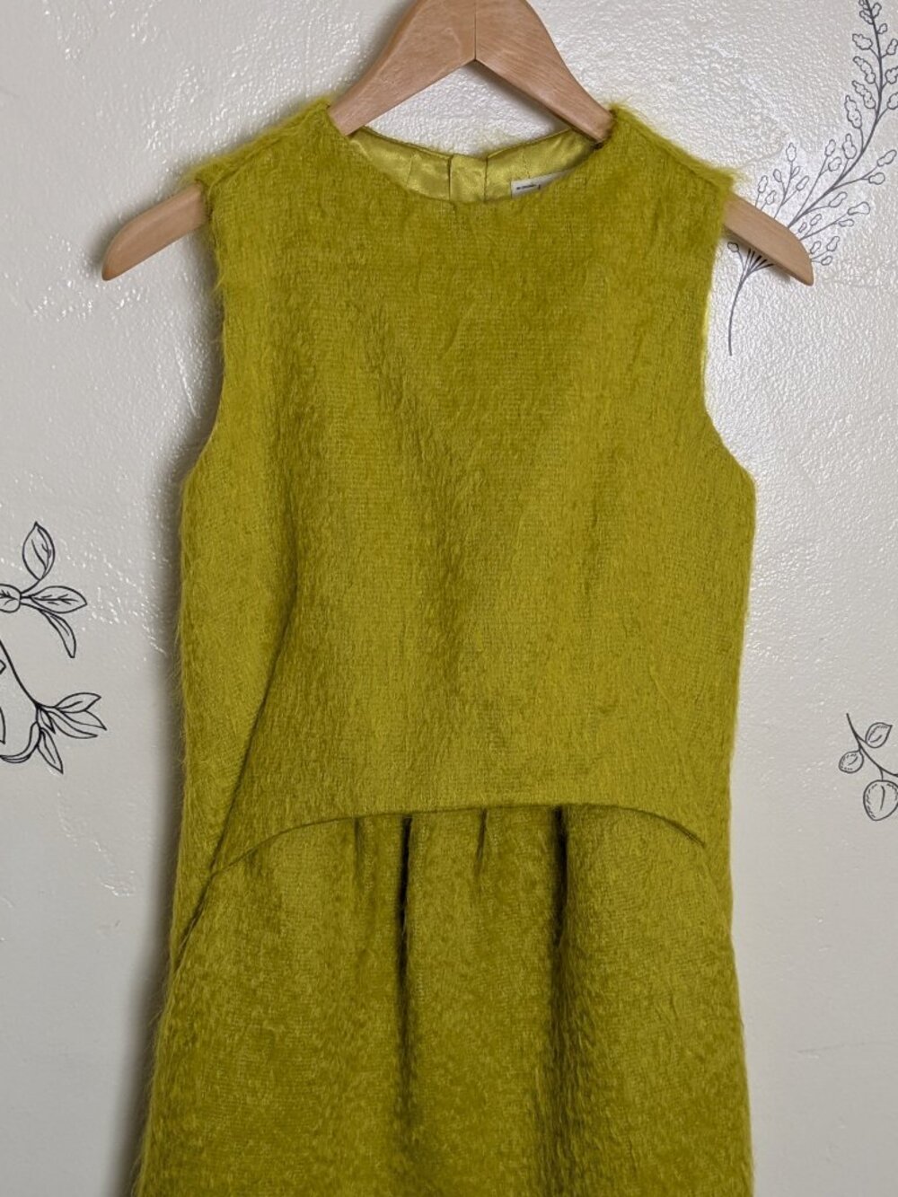 An Original Milly of New York Size 2 Chartreuse Mohair Wool Dress